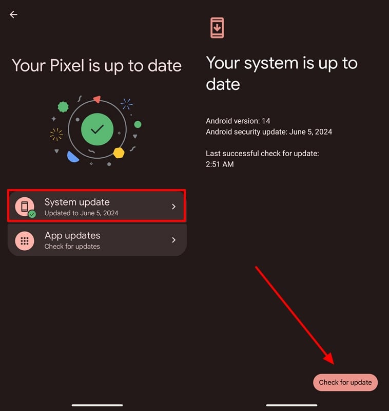 Verifique las actualizaciones del sistema