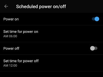 potencia programada encendida o desactivada