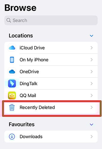 Recently deleted folder iphone files.jpg