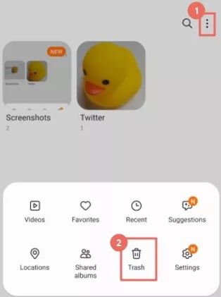 Bin de reciclaje en Mobil Gmail
