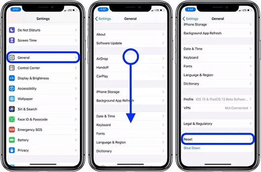 Restablecer toda la configuración en iPhone