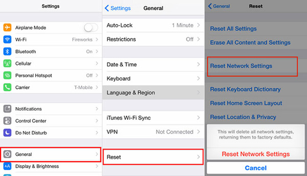 Restablecer la configuración de la red en iPhone
