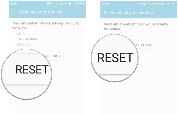 Restablecer la configuración de la red para solucionar el mensaje no pudo enviar desde Android