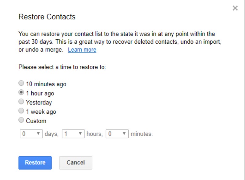 Restaurar contactos desde la copia de seguridad de Gmail
