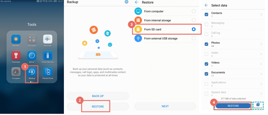 Cómo restaurar los contactos en Huawei desde Huawei Backup