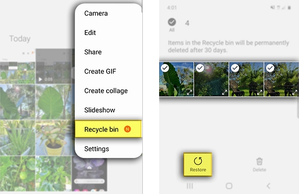 Recuperar fotos de Samsung de Gallery Recycle Bin