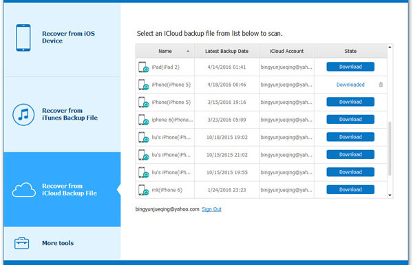 Descargue la copia de seguridad de iCloud a la computadora
