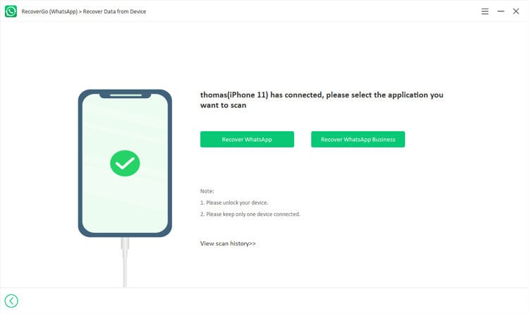 Recovergo Whatsapp Scan