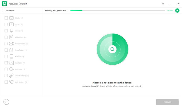 escaneo de datos Recovergo Android