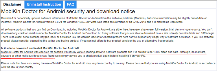 una declaración de seguridad de descargar.hr