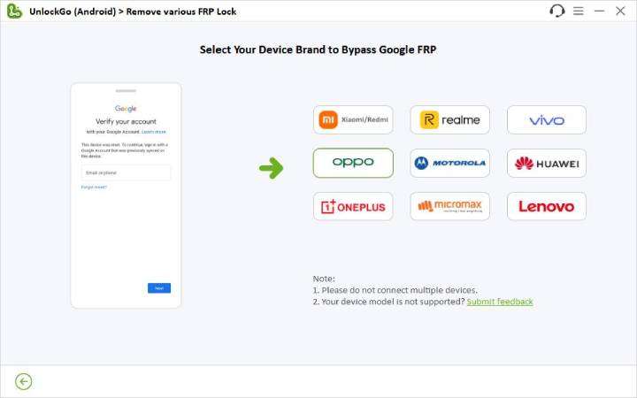 Seleccionar la marca de dispositivos OPPO