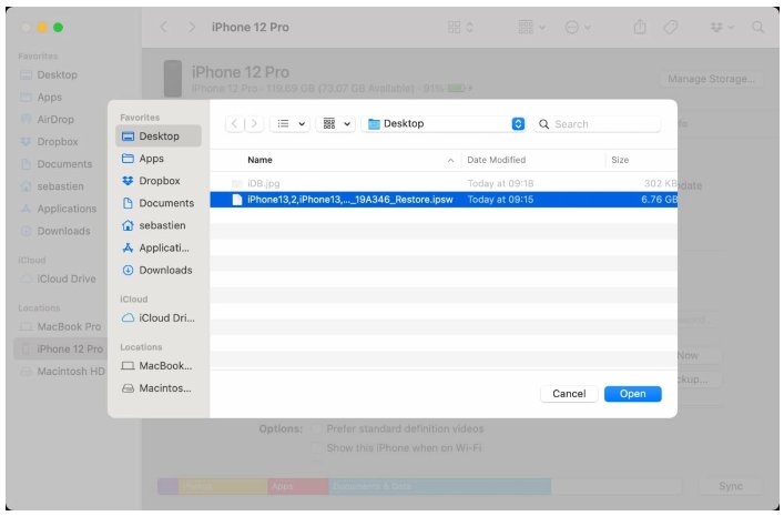 Seleccione el perfil de iOS 17 descargado)
