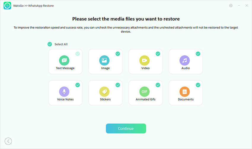 Elija archivos multimedia para restaurar