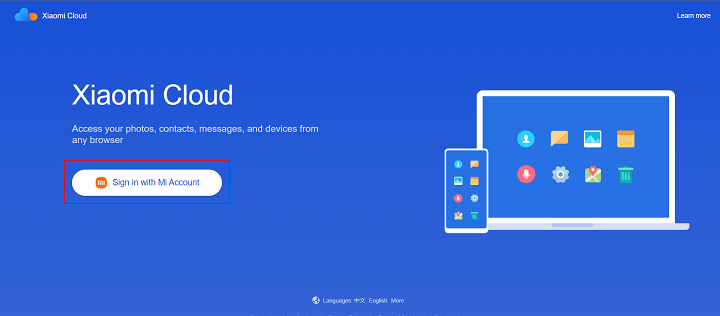 Iniciar sesión en Xiaomi Cloud con la cuenta MI