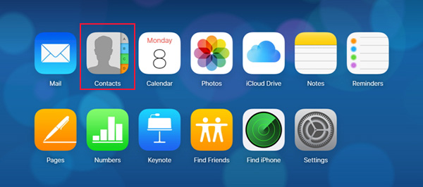 Inicie sesión en iCloud y elija contactos