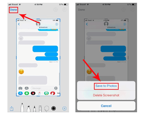 Imprima mensajes de texto para la corte en iPhone tomando capturas de pantalla