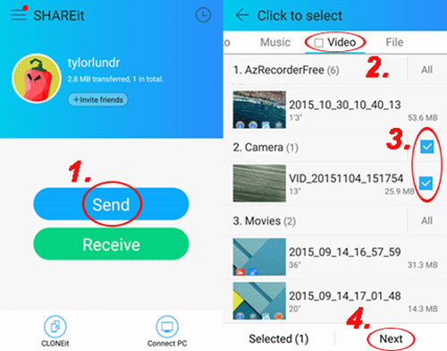 Transfiera videos grandes de Android a iPhone con Shareit
