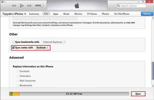 Cómo guardar notas del iPhone a iTunes