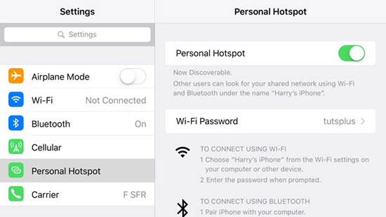 Cómo combinar el iPhone con iPad con hotpot personal