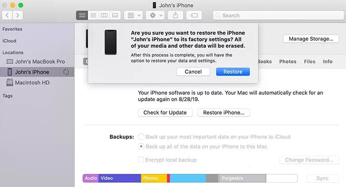 Restaurar iPhone con iTunes