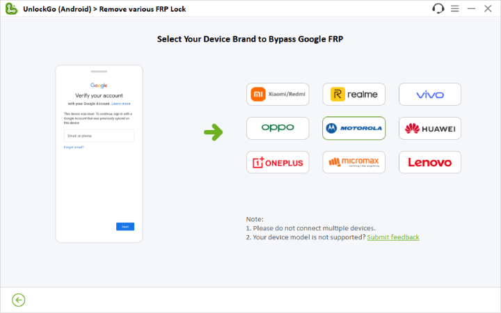 Motorola FRP Bypass con desbloqueo Android