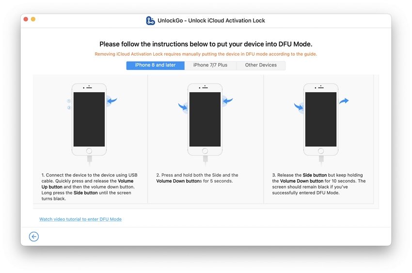 Coloque el dispositivo iOS en modo DFU