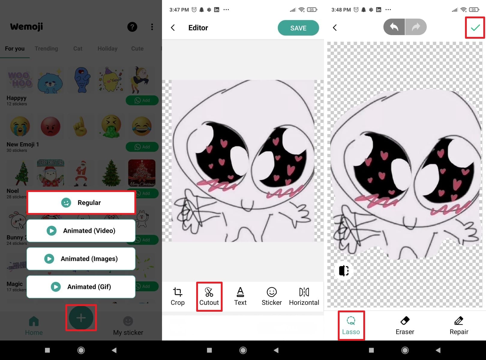 Generar una pegatina de corte regular Wemoji