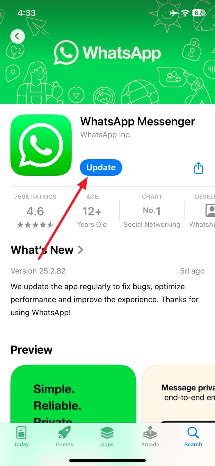 Actualizar WhatsApp en App Store