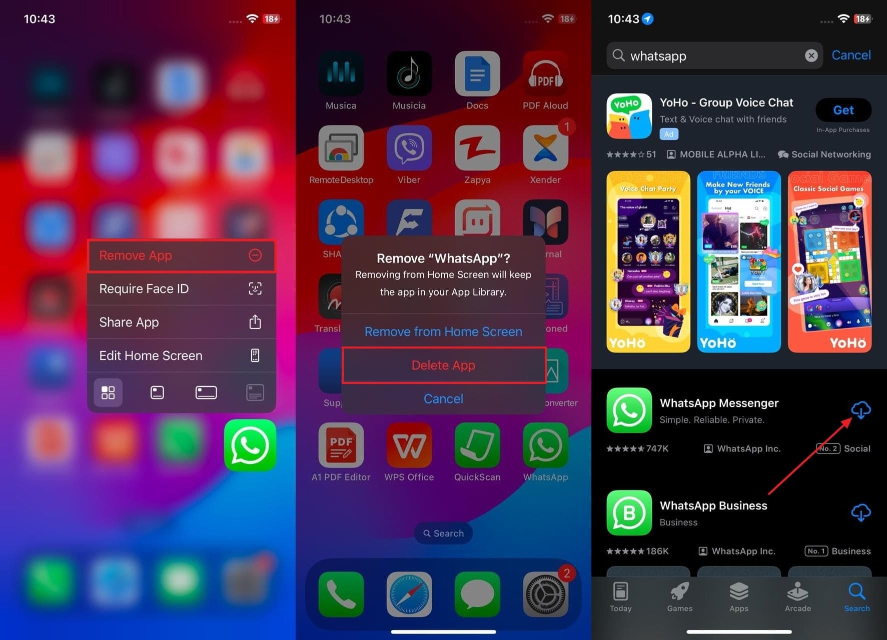 reinstalar WhatsApp de App Store