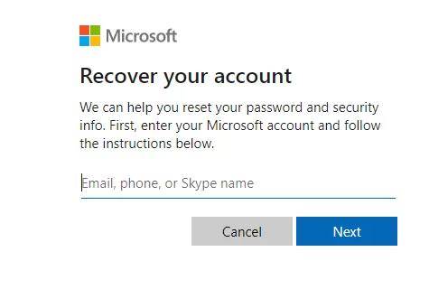 Restablecimiento de contraseña de la cuenta de Microsoft