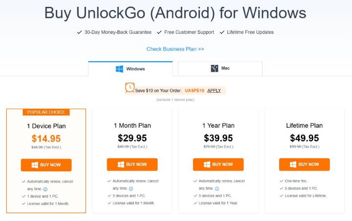desbloquear el plan de licencia de Android ganar