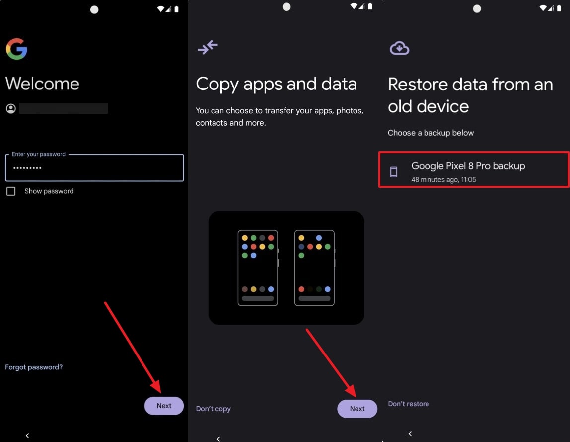 Restaurar la copia de seguridad de Google